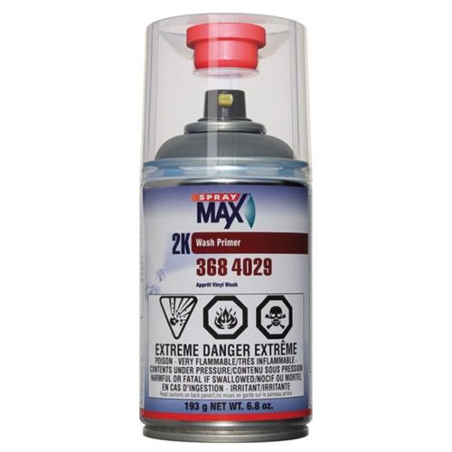 SprayMax, Peter Kwansy, Inc 3684029 2K Wash Primer, 6.8 oz Aerosol Can, Matte Olive Gray, 37 sq-ft/gal Coverage
