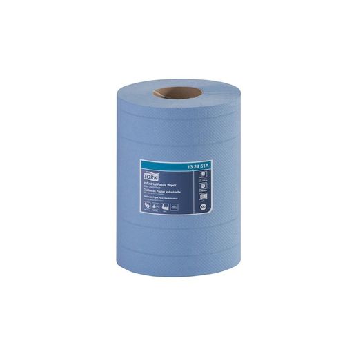 Tork 132451A Centerfeed Industrial Wiper, 7-1/2 in Dia x 249.38 ft L x 10 in W Roll, 190, Paper, Blue, 4 Plys