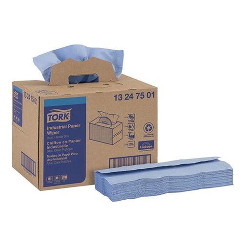 Handy Box Industrial Wiper, 16-1/2 in L x 12.8 in W, 180, Paper, Blue, 4 Plys