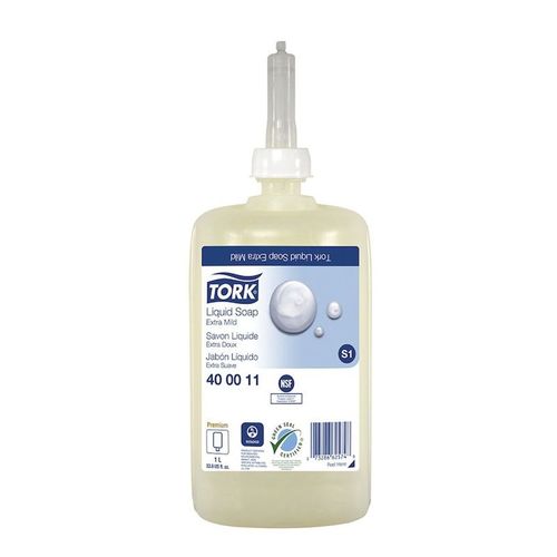 Tork 400011 Non-Perfumed Liquid Soap, 33.82 oz Bottle, Creamy Liquid, White, Pearlescent