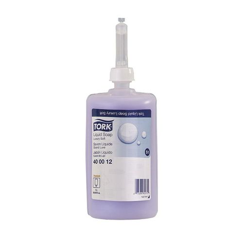 Tork 400012 Luxury Soft Liquid Soap, 33.82 oz Bottle, Liquid, Blue, Soft Rose