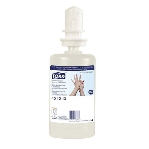 Tork 400213 Alcohol-Free Foam Hand Sanitizer, 33.82 oz Bottle, Liquid, White, Odorless