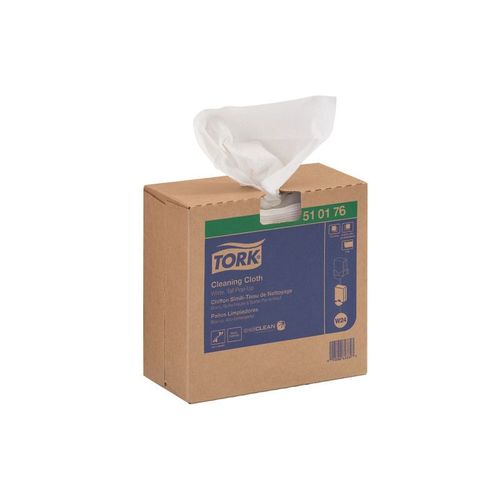 Pop-Up Box Cleaning Cloth, 16.13 in L x 8.46 in W, 100, Spunlace, White, 1 Plys