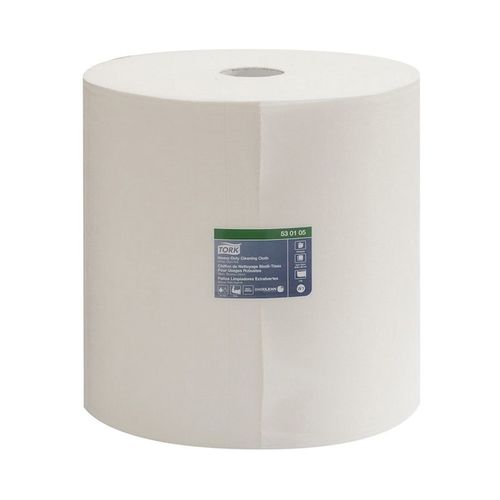 Tork 530105 Heavy Duty Giant Roll Cleaning Cloth, 15 in Dia x 914.38 ft L x 12.6 in W Roll, 825, Paper, White
