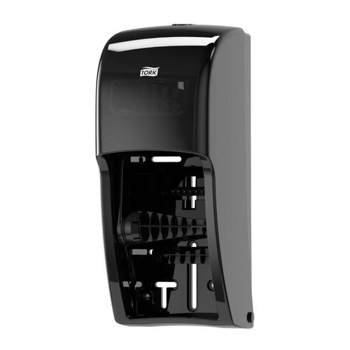 Dispenser, 6-1/2 in L x 14.2 in H x 6.3 in W, Plastic, Black