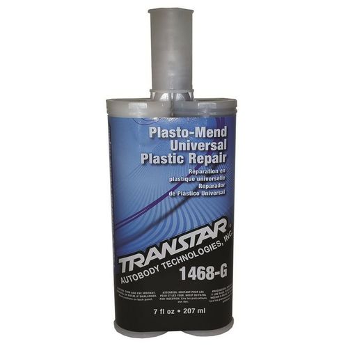 TRANSTAR 1468-G Plasto-Mend Universal Plastic Repair, 7 fl-oz Bottle, Black, Liquid, 24 hr Curing