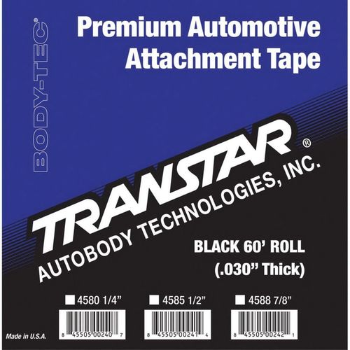 Double Sided Automotive Attachment Tape, 60 ft x 1/2 in x 0.03 in, Polyethylene Foam Backing, Black