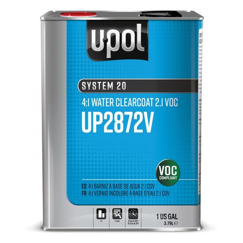 U-POL UP2872V Water Clearcoat, 1 gal Tin, 4:1 Mixing