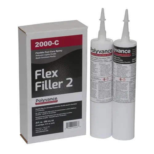 2-Part Flex Filler Cartridge Kit, 20 fl-oz Cartridge, Liquid, White (Part A), Black (Part B)