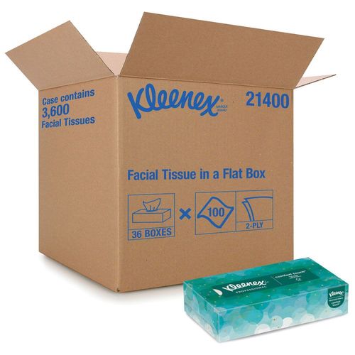 KLEENEX 21400 Professional Series Flat Box Facial Tissue, 8.3 in L x 7.8 in W