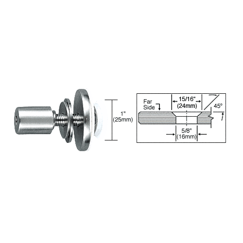 Polished Stainless Finish Rigid Countersunk Fastener for 1/2" to 5/8" Glass