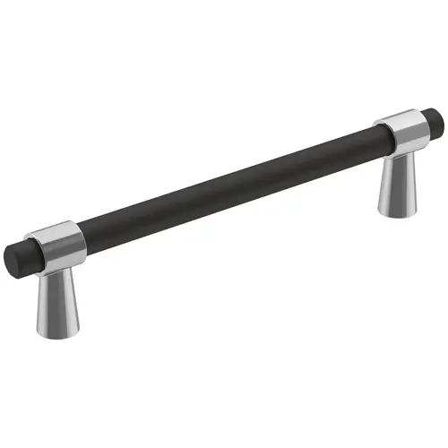 Mergence 5-1/16" Center to Center Polished Chrome/Brushed Cabinet Pull Matte Black Finish