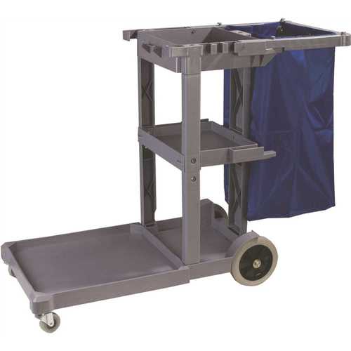 CARLISLE JC1945L23 Long Platform Gray Polyethylene Janitors Cart with 5th Wheel Color/Finish Family