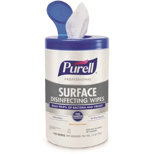 PURELL 9342-06 Professional Surface Disinfecting Wipes (110 Canister) White