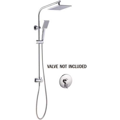 Premier PRO58101-X5101 Wall Bar Shower Kit 1-Spray 8 in. Square Rain Shower Head with Hand Shower in Chrome (Valve not Included)
