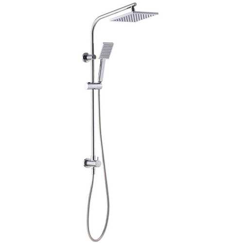 Wall Bar Shower Kit 1-Spray 8 in. Square Rain Shower Head with Hand Shower in Brushed Nickel (Valve not Included)
