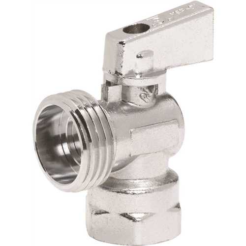 Homewerks Worldwide 638 6108QT 1/2 in. FIP Inlet x 3/4 in. Male Hose Thread Outlet 1/4 in. Turn Angle Valve, Chrome