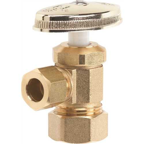 Homewerks Worldwide 638 5202RB 1/2 in. Nominal Compression Inlet x 3/8 in. O.D. Compression Outlet Multi-Turn Angle Valve, Rough Brass