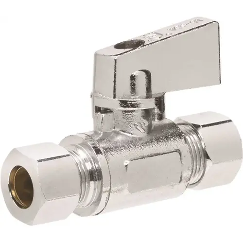 3/8 in. O.D. Compression Inlet x 3/8 in. O.D. Compression Outlet 1/4-Turn Straight Valve, Chrome