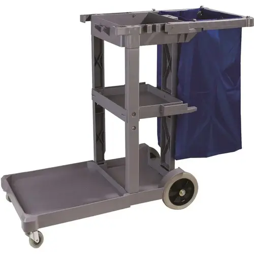 Short Platform Gray Polyethylene Janitors Cart with 5th Wheel Color/Finish Family