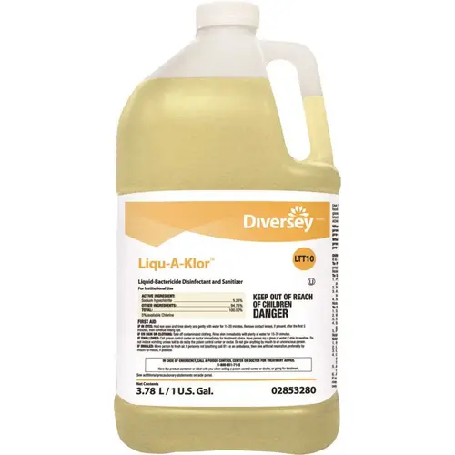 LIQU-A-KLOR 02853280. 1 Gal. Disinfectant and Sanitizer, Liquid-Bactericide Clear Yellow - pack of 4