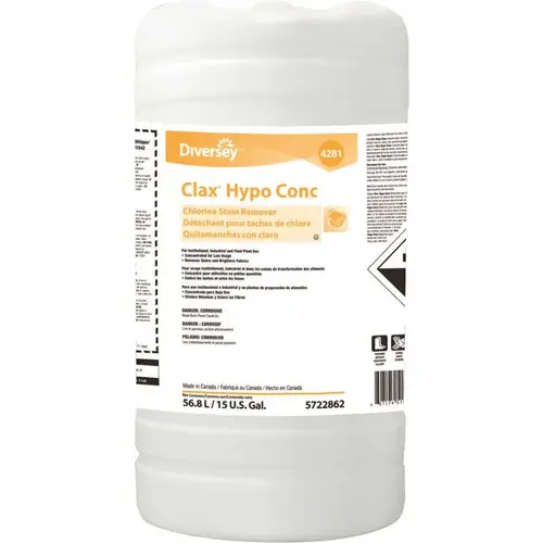 CLAX 95722862 15 Gal. HYPO CONC 42B1 Chlorine Stain Remover Drum Clear Light Yellow