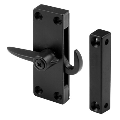 Black Sliding Screen Door Latch and Strike With 2-1/4" Screw Holes