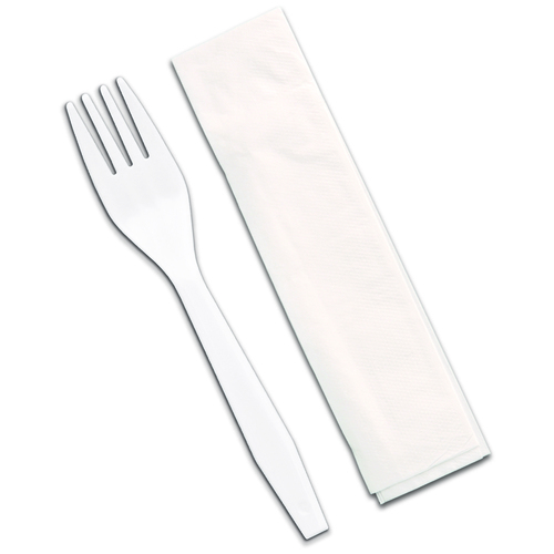 D & W Fine Pack Fork 10 Inch X 10 Inch 1 Ply Napkin Cutlery Kit, 1000 Each