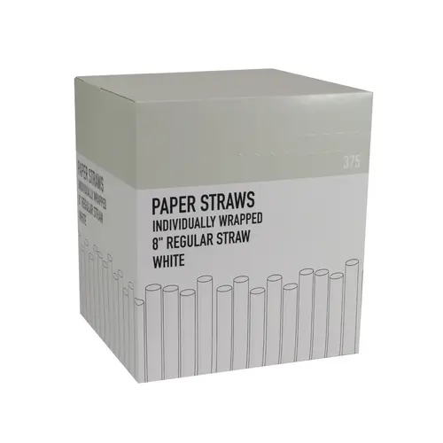 GALLIGREEN 57717 PAPER STRAW WHITE WRAPPED 8 INCH