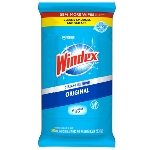 WINDEX 00296 WINDEX ORIGINAL GLASS CLEANING WIPES