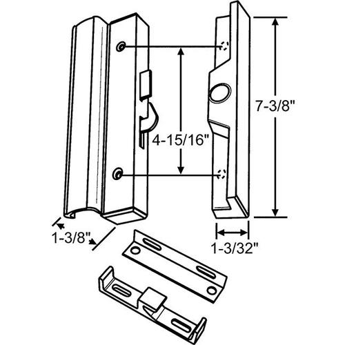 Patio Door Handle Set With Keeper No Key White