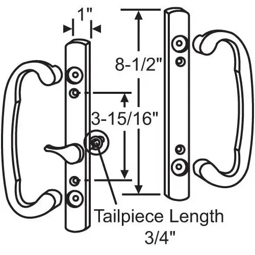 PATIO DOOR HANDLE SET ALMOND OFFSET LATCH