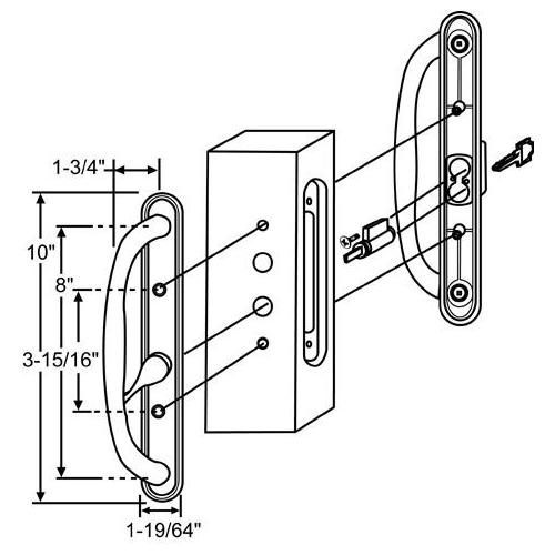 PATIO DR HDL SET OFFSET LATCH W-KEY BLACK