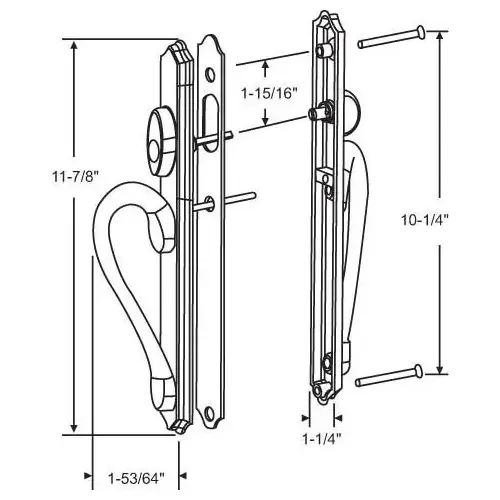 BRASS PD HANDLE SET NON KEYED FOR 1.7" ACTIVE DOOR - CHROME