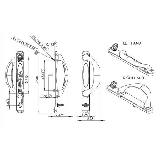 VICTORIA HANDLE WITH MORTISE BEIGE LEFT HAND