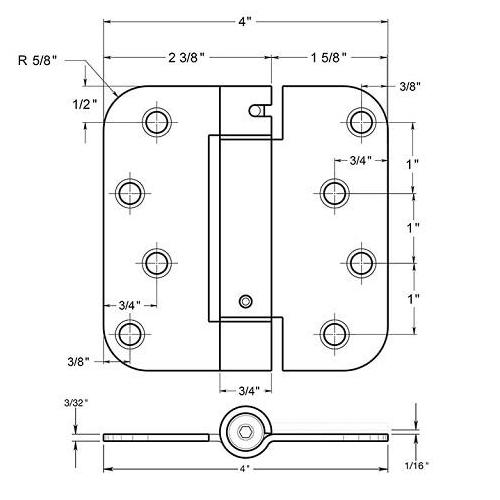 4 x 4 Residential Spring Hinge Satin Brass