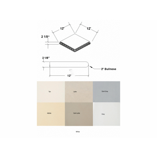 DFW COPING PC112BNCOST 12" X 12" Tan Bullnose Outside Corner Coping