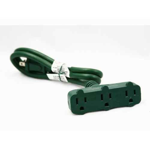 VILLAGE LIGHTING CO|TREEKEEPER V-10233 Village Lighting 3' Grn Tri Tap Extension Cord Green