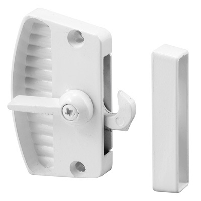 White Sliding Screen Door Latch and Pull with 2-3/8" Screw Holes