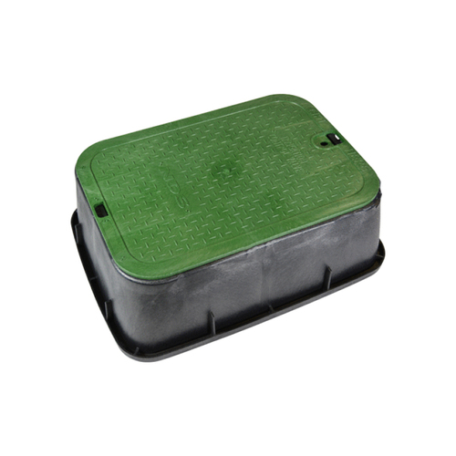 14" X 19" X 6" Black Standard Series Tapered Extension Box With Green Lid