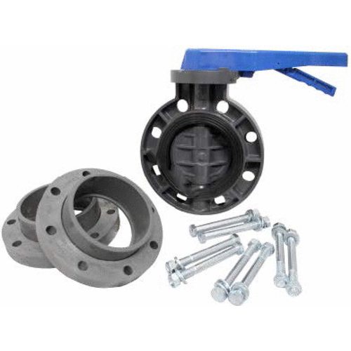 Lasco Fittings KIT30711Z 3" 711 Series Butterfly Valve & Flange Kit With Zinc Bolts