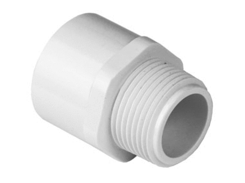 1-1/2 Inch Schedule 40 PVC Male Adapter - MIPT X Slip Fitting In White