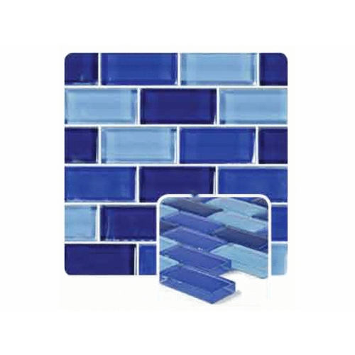 1" X 2" Crystal Glass Tile Blends Cobalt Blue