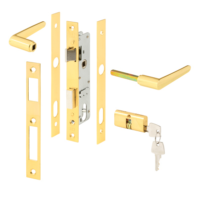 Brass Storm Door Mortise Lock with 6-3/4" Screw Holes