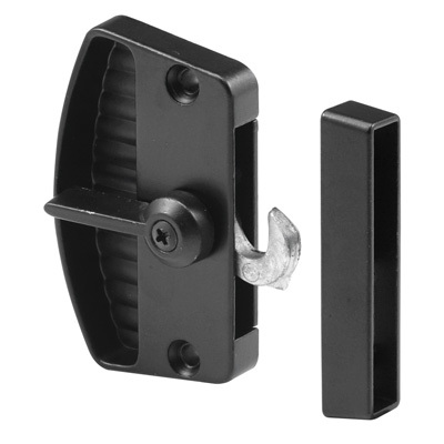 Black Sliding Screen Door Latch and Pull with 2-3/8" Screw Holes