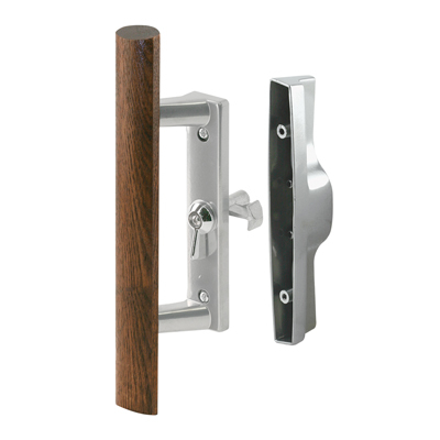 Wood/Gray Internal Lock Handle Set 3-1/2" Screw Holes