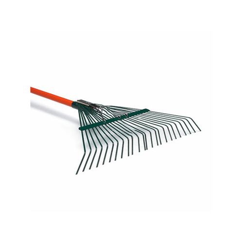 24" Orange Accuform Spring Brace Leaf/grooming Rake With 54" Aluminum Handle