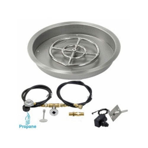 AMERICAN FIREGLASS INC SS-RSPKIT-P-19 19" Round Liquid Propane Drop-in Pan Kit With 12" Ring