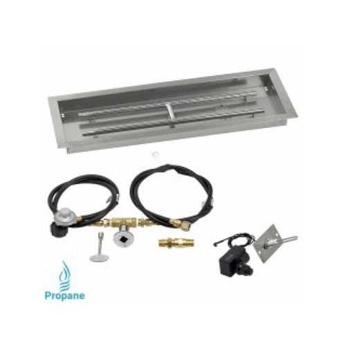 AMERICAN FIREGLASS INC SS-AFPPKIT-P-30 30" X 10" Rectangular Liquid Propane Iid Drop-in Burner Pan Kit