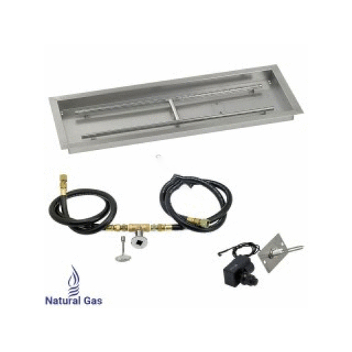 AMERICAN FIREGLASS INC SS-AFPPKIT-N-36 36" X 12" Rectangular Natural Gas Iid Drop-in Burner Pan Kit